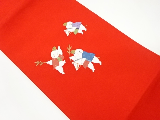 塩瀬手描き御所人形模様名古屋帯